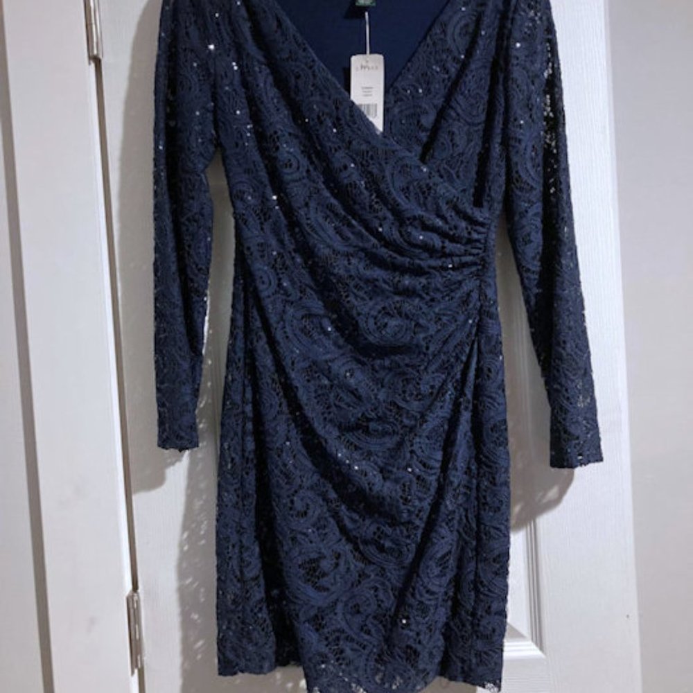 Ralph Lauren special occasion navy blue dress, size 4P